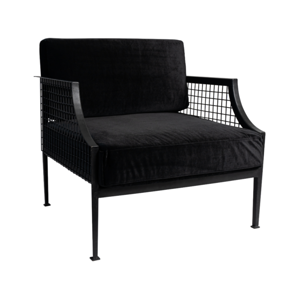 HS-dec-product-42 Marseille Mesh Single Seater Chair - Black With Black Velevt Cushions