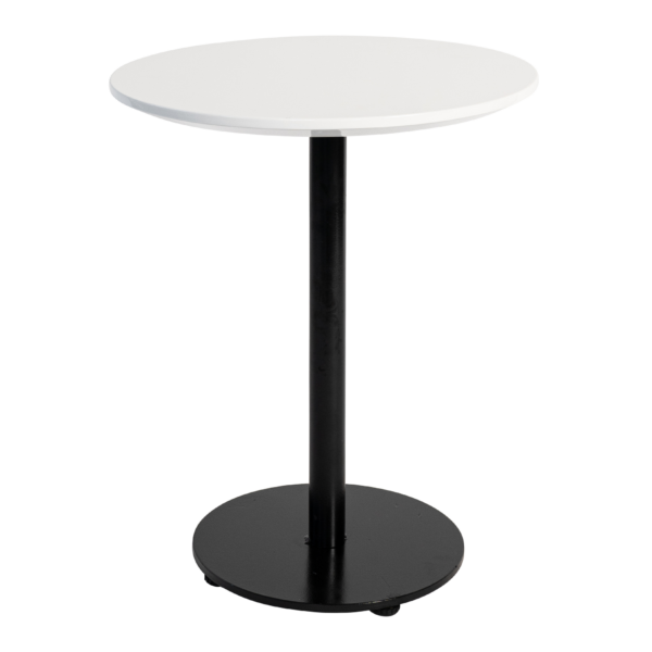 HS-feb-6 White Round Side Table - With Black Base