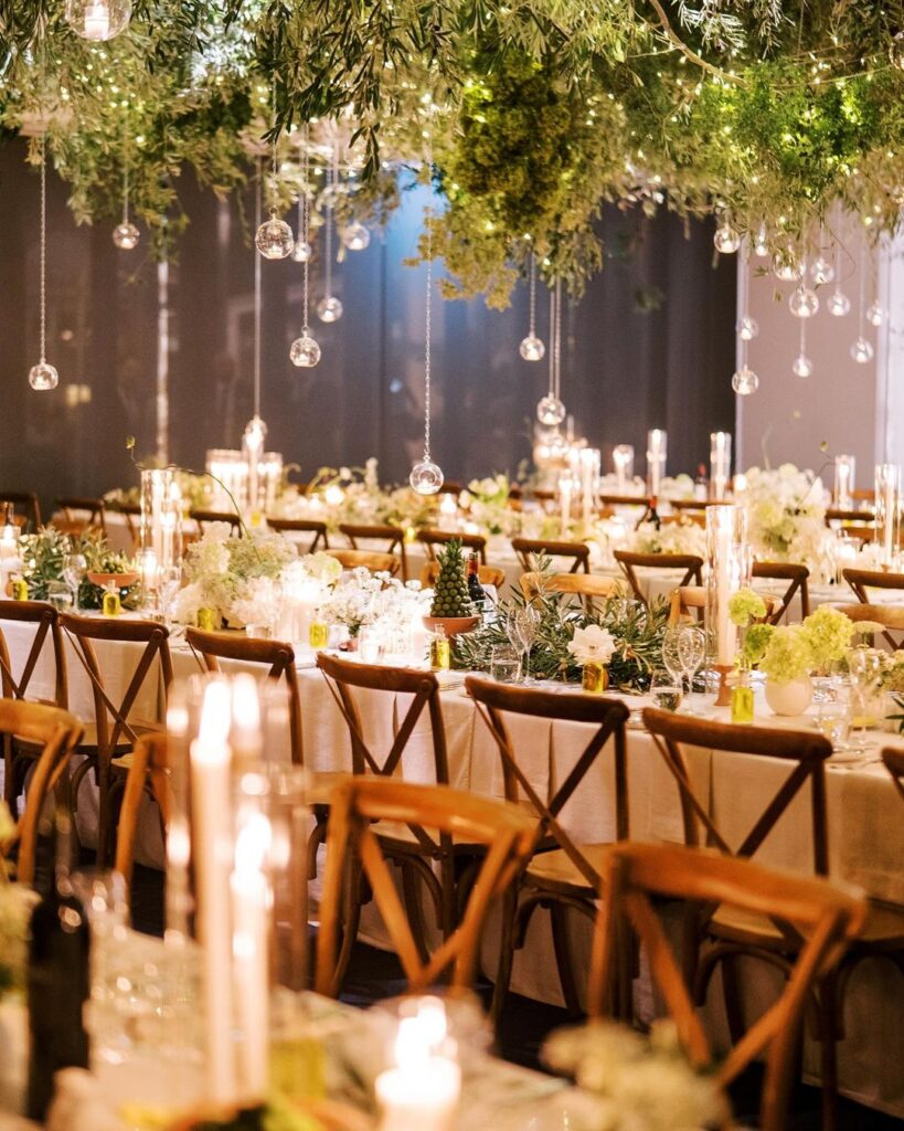 Candlelit winter wedding table design and set-up