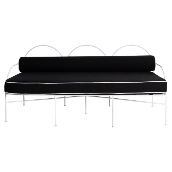 HS-Nov-22 Amalfi 3 Seat Lounge -White With Black Cushion