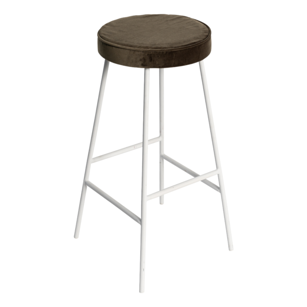 Margot Stool -Army Green Velvet Seat With White Frame