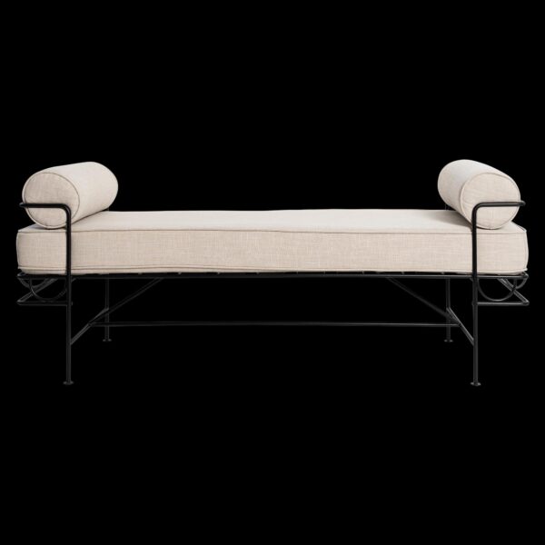 7328 Amalfi Ottoman -Black With Natural Cushion