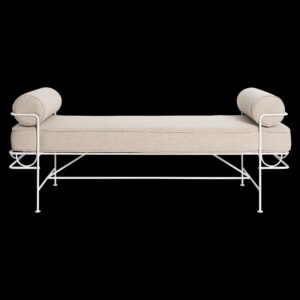 Amalfi Ottoman  -White With Natural Cushion